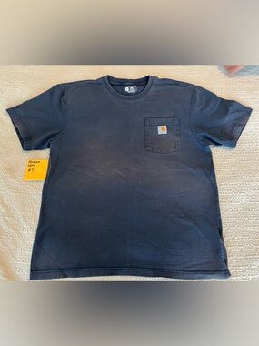 Carhartt mens Dark Navy Pocket Tee with Logo Patch